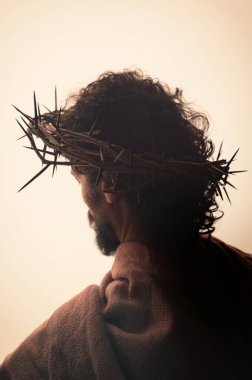 Jesus Christ Portrait with crown of thorns  clipart