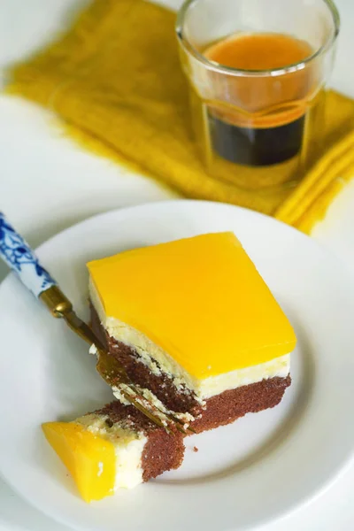 Fanta Jelly Cream Cheese Cake Closeup — Stock Photo, Image