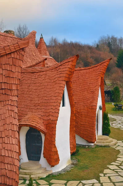 Fairytale Clay Castle Porumbacu Village Sibiu Region Romania January 2022 Stock Photo