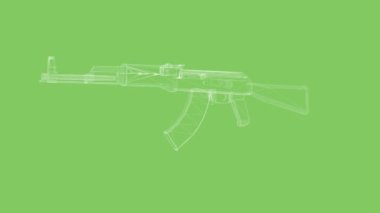  Kromakey arkaplan rotasyonu 4K üzerinde AK 47 satır soyut görünüm rotasyonu