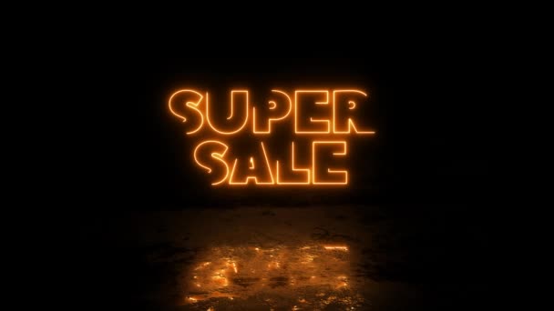 Super Sale Blue Text Orange Dark — стоковое видео