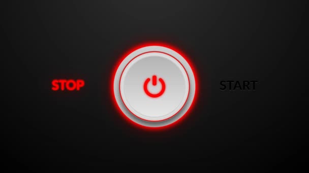 Realistyczne Białe Power Plastic Circle Button Animacja Czerwony Zielonego Światła — Wideo stockowe