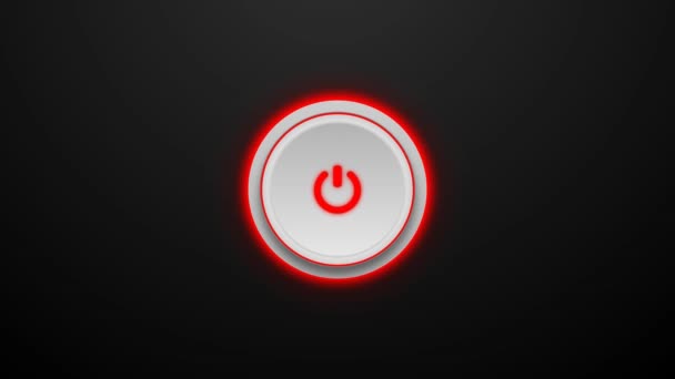 Realistyczne Białe Power Plastic Circle Button Animacja Czerwony Zielonego Światła — Wideo stockowe