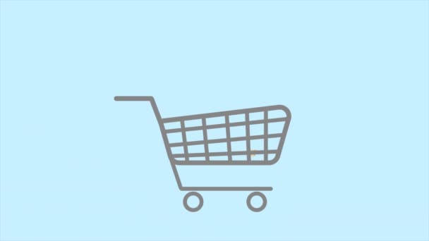 Animasyon Alışveriş Arabası Alışveriş Çantaları Kargo Kutuları Hediyeler Düz Animasyon — Stok video