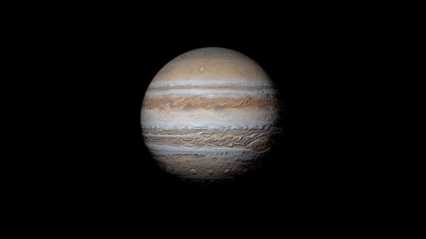 Вращающаяся Планета Юпитер Темном Звездном Пространстве Разрешением — стоковое видео