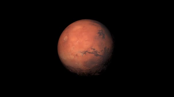 Вращающаяся Планета Марс Тёмном Звёздном Пространстве Разрешением — стоковое видео