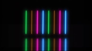 Abstarct renk çizgileri neon arka plan ışıkları 4K parlıyor