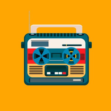 Retro eski kaset kaydedici vektör düz illüstrasyon 10