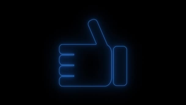 Glow Neon Line Dislike Icon Isolated Black Background Video Motion — Stok Video
