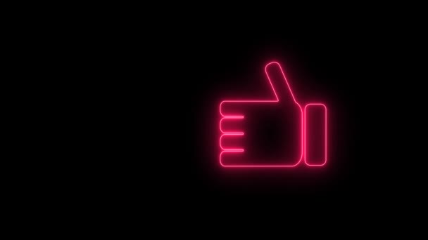 Glow Neon Line 10000 Kan Lide Ikon Isoleret Sort Baggrund – Stock-video