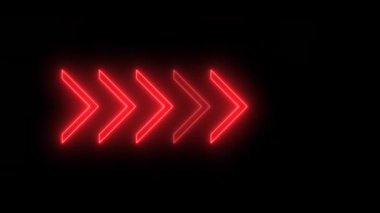 Parlayan neon kırmızı okların video görüntüleri neon çizgileri soyut 4K