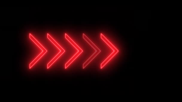 Video Footage Glowing Right Neon Red Arrows Looped Neon Lines — Stock Video