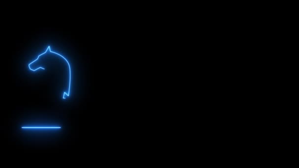 Parlayan Neon Mavi Çizgi Satranç Siyah Arkaplanda Izole Edilmiş Video — Stok video