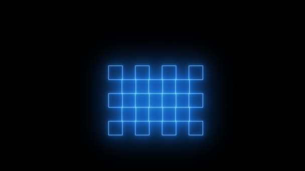 ブラックバックグランドモーショングラフィックアニメーションで隔離されたネオンブルーとレッドのラインチェスを光る4Kビデオ — ストック動画