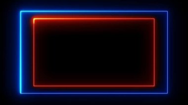Canlandırılmış neon ışıklı çerçeve arkaplan renksiz lazer dikişsiz sınır fütüristik ışık efekti 4k görüntü