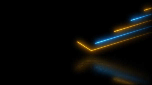Technologie Achtergrond Met Neon Lichten Oranje Blauw Kleurrijke Beweging Textuur — Stockvideo