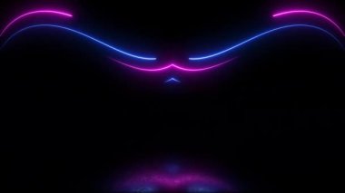 Turuncu ve pembe neon ışık akışları kıvrımlar boyunca hareket ediyor hızlı enerji hattı 4k