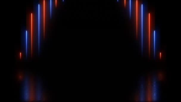 Помаранчевий Синій Неоновий Світяться Швидкі Рухомі Потоки Світла Вздовж Траєкторії — стокове відео