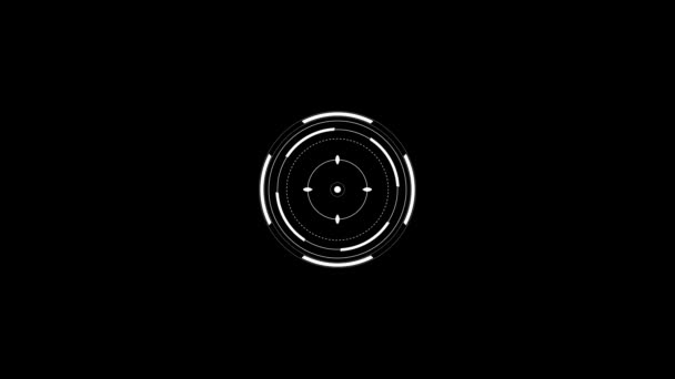 Target Hud Circle Lines Animação Futurista Branca Preto Vídeo — Vídeo de Stock
