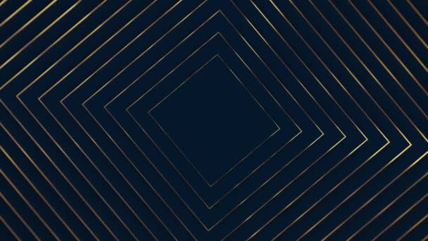Абстрактний Золотий Темно Синій Квадратний Динамічний Фон Геометрії Люкс Відео — стокове відео