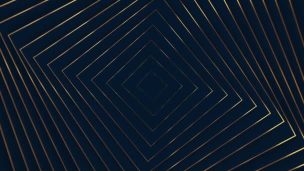 Abstract Golden Dark Blue Square Dynamic Luxe Geometry Dynamic Background — Vídeo de Stock