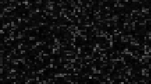 Dynamiczne Abstrakcyjne Mozaiki Białe Kropki Czarnym Tle Ruch Cyfrowy Nowoczesny — Wideo stockowe