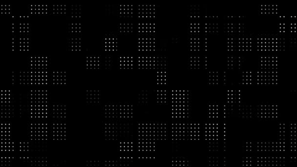Dynamische Abstrakte Mosaik Weiße Punkte Auf Schwarzem Hintergrund Bewegung Digitale — Stockvideo