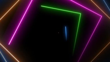 Neon çizgileri video 4K olan soyut koyu arkaplan.