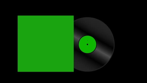 アルバムの半分を回転するビニールのレコードは キーアウトし 4Kを配置する緑の画面をカバーします — ストック動画
