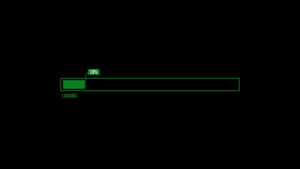 Grön Färg Lastning Bar Animation Isolerad Svart Bakgrund — Stockvideo