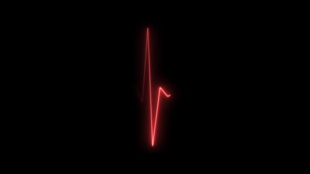 Animation Herzschlaglinie Rotes Symbol Puls Gesundheit Video Auf Schwarzem Hintergrund — Stockvideo