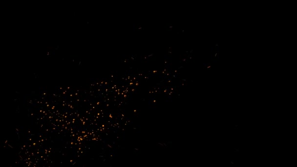 Feuerschein Orangefarbene Partikel Auf Schwarzem Hintergrund — Stockvideo