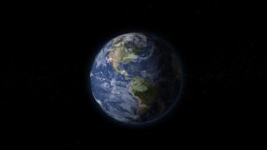 Karanlık bir gökyüzü arkaplan döngüsünde dönen gerçekçi dünya animasyonu 4K