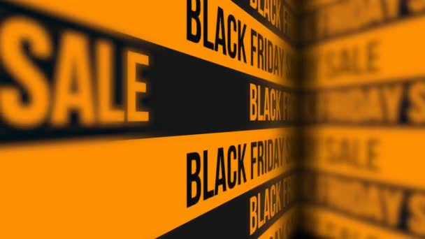Black Friday Nahtlose Schleife Dynamische Typografie Hintergrund Schwarz Und Orange — Stockvideo