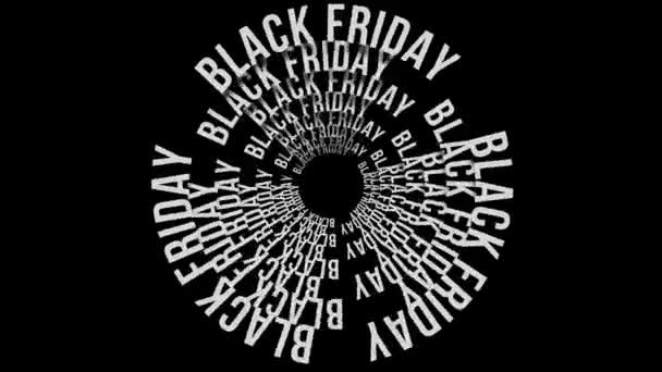 Black Friday Sale Kinetische Typografie Tunnel Dreht Text Rotation — Stockvideo