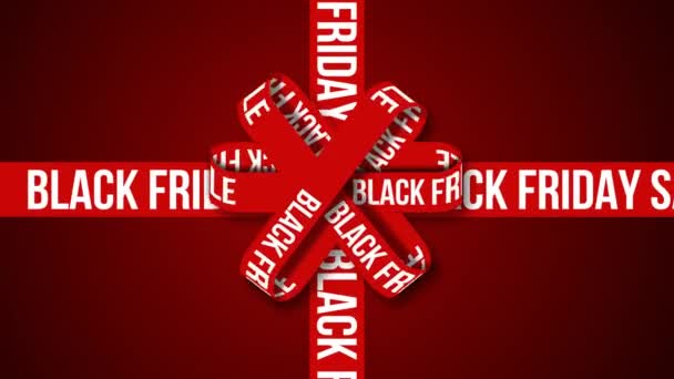 Black Friday Sale Text Rotes Band Animation Effekt Hintergrundvideo — Stockvideo