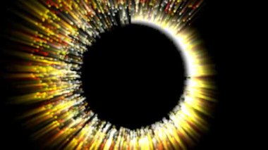 Siber aydınlatma tüneli ışıldayan parçacıklar soyut tüp arkaplan 4K.