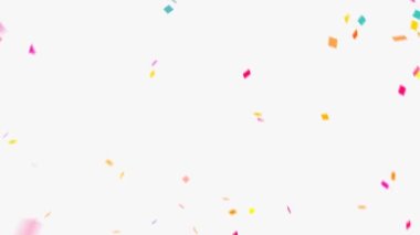 Çok renkli konfeti patlaması bayram beyaz ve kromakey arka plan videosu 4K.