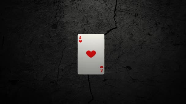 黑墙背景扑克和赌场4K视频动画中的扑克牌图标 — 图库视频影像
