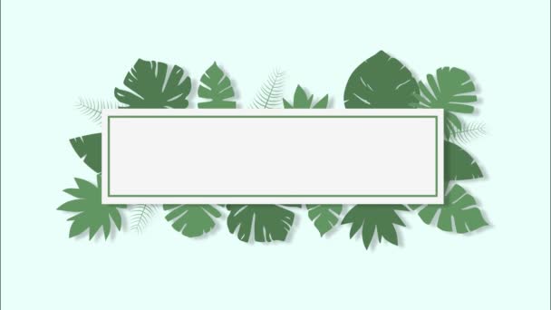 Feuilles Plantes Tropicales Apparaissant Ondulant Cadre Sur Fond Vert Clair — Video