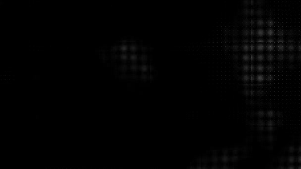 Abstract Animated Technology Black Background White Random Dots Grid Video — Stock Video