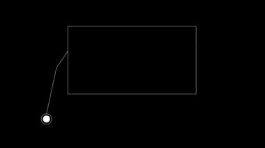 Siyah bg 4K video üzerindeki metin için HUD ögelerinin canlandırması beyaz satırların çerçeve çağrısı.