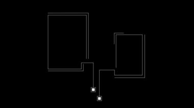 Siyah bg 4K video üzerinde HUD ögeleri çerçeve çizgileri çağrı canlandırması.