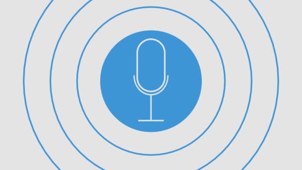 Grabación Voz Podcast Micrófono Botón Icono Animación Fondo Blanco — Vídeos de Stock
