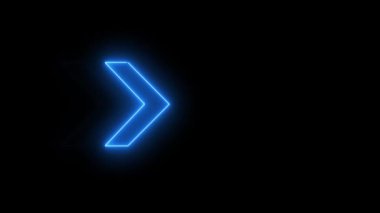 Parlayan sağ mavi neon okların animasyonu neon çizgileri soyut animasyon 4K.