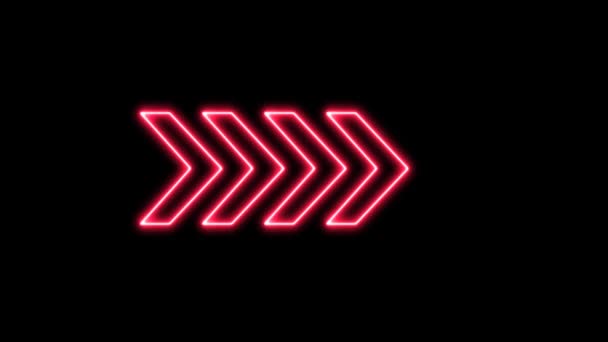 Animation Glühender Rechter Roter Neonpfeile Neon Linien Abstrakte Animation — Stockvideo