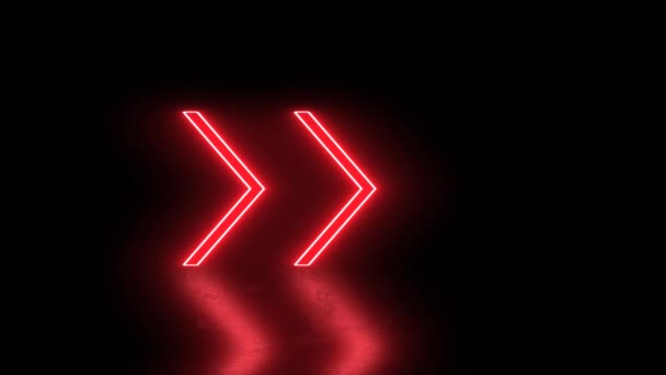 Animazione Video Frecce Neon Incandescenti Colore Rosso Sfondo Astratto Floo — Video Stock