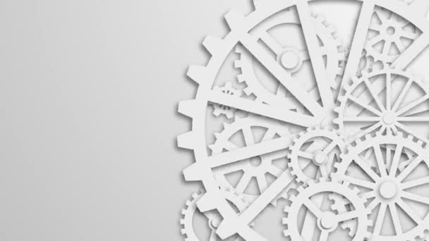 Gears Rotating Animation White Color Mechanism Background — Stock Video