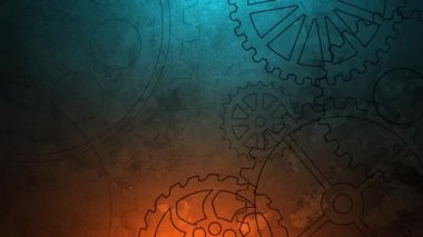 Motor dişlileri eski bir duvar arkaplan konsepti olan 4K üzerinde döner çarklar