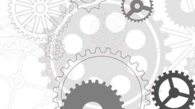 Beyaz arkaplan çalışma süreci konsepti 4K video animasyonu üzerinde dönen dişliler.